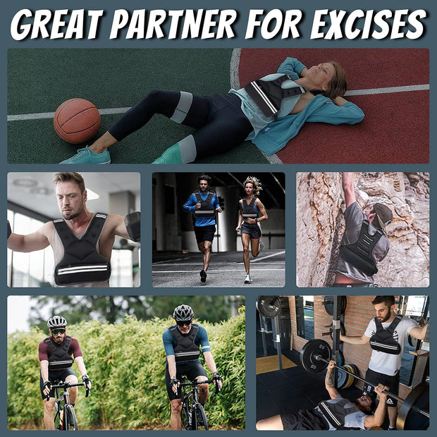 JoyPlus Adjustable Weight Vest,Strength Training Running Vest, Workout Equipment, Sport Exercise, Fitness, Weight Loss for Men 12LB, Women 8LB, Velcro or Buckle