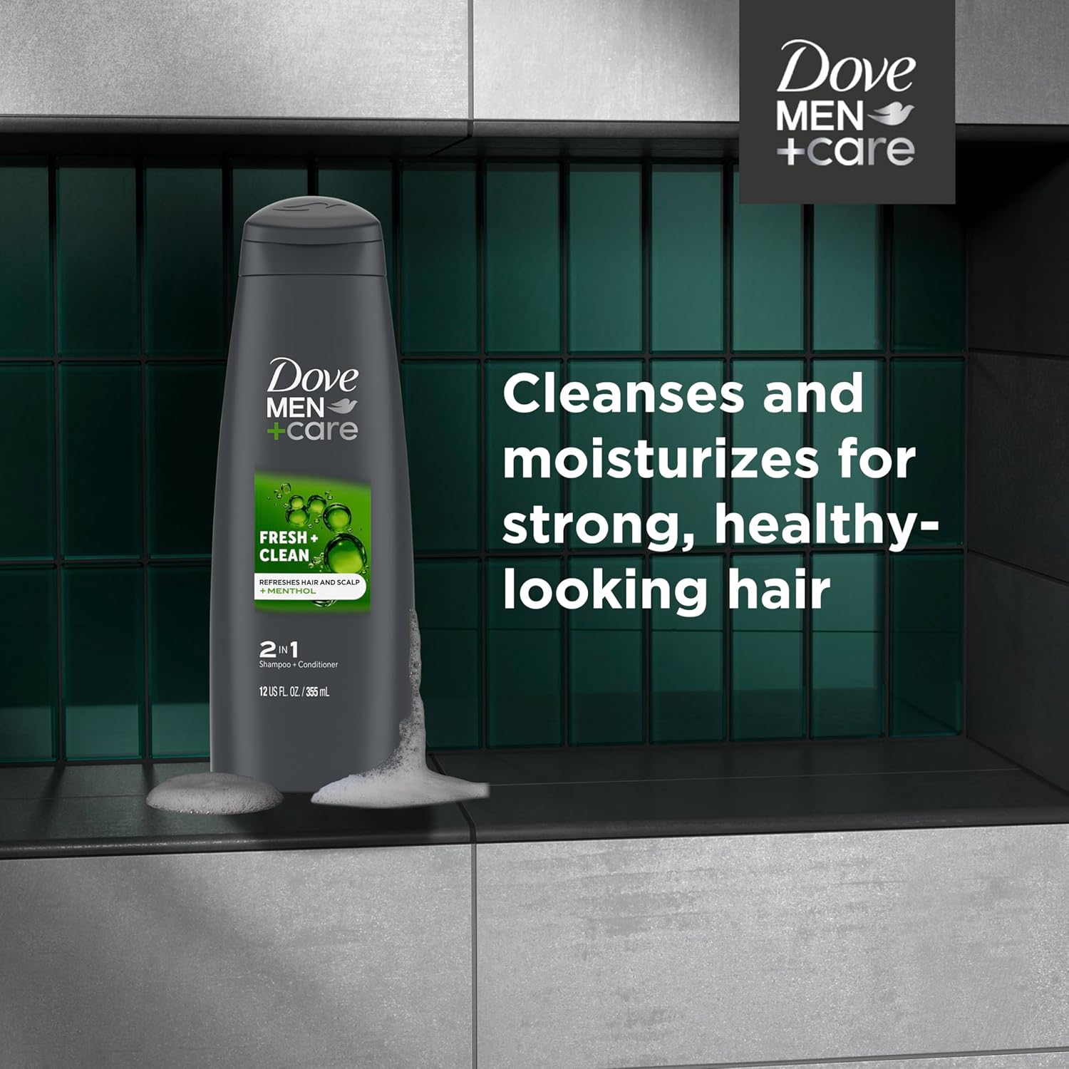 Dove Men+Care Fortifying 2 in 1 Shampoo and Conditioner for Normal to Oily Hair Fresh and Clean with Caffeine Helps Strengthen and Nourish Hair 12 oz