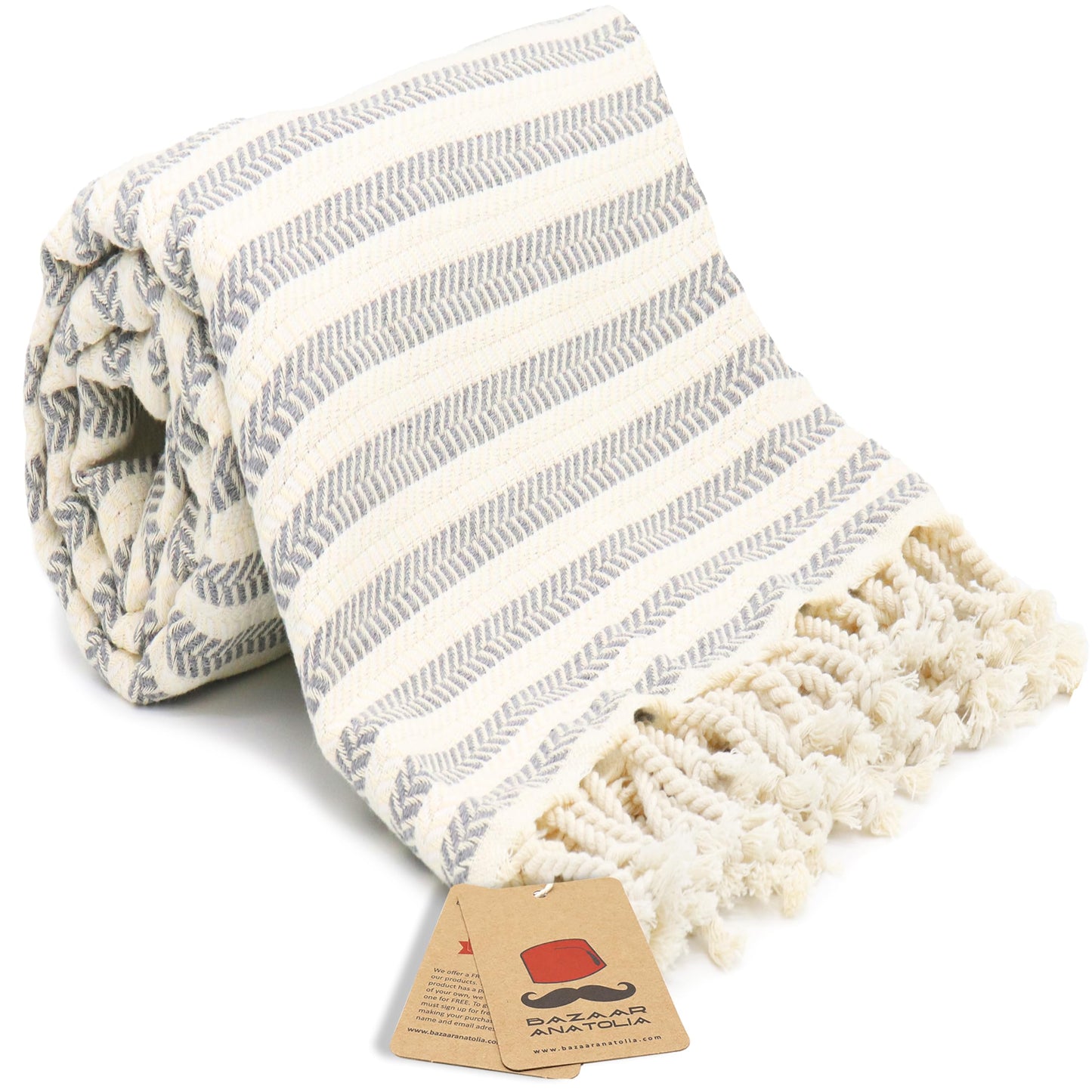 Bazaar Anatolia Turkish Beach Towel – 100% Cotton, Quick Dry, Lightweight and Sand Free – Perfect for Bathroom, Travel, Yoga, Camping, Oversized 71x39 inches - Diamond Black