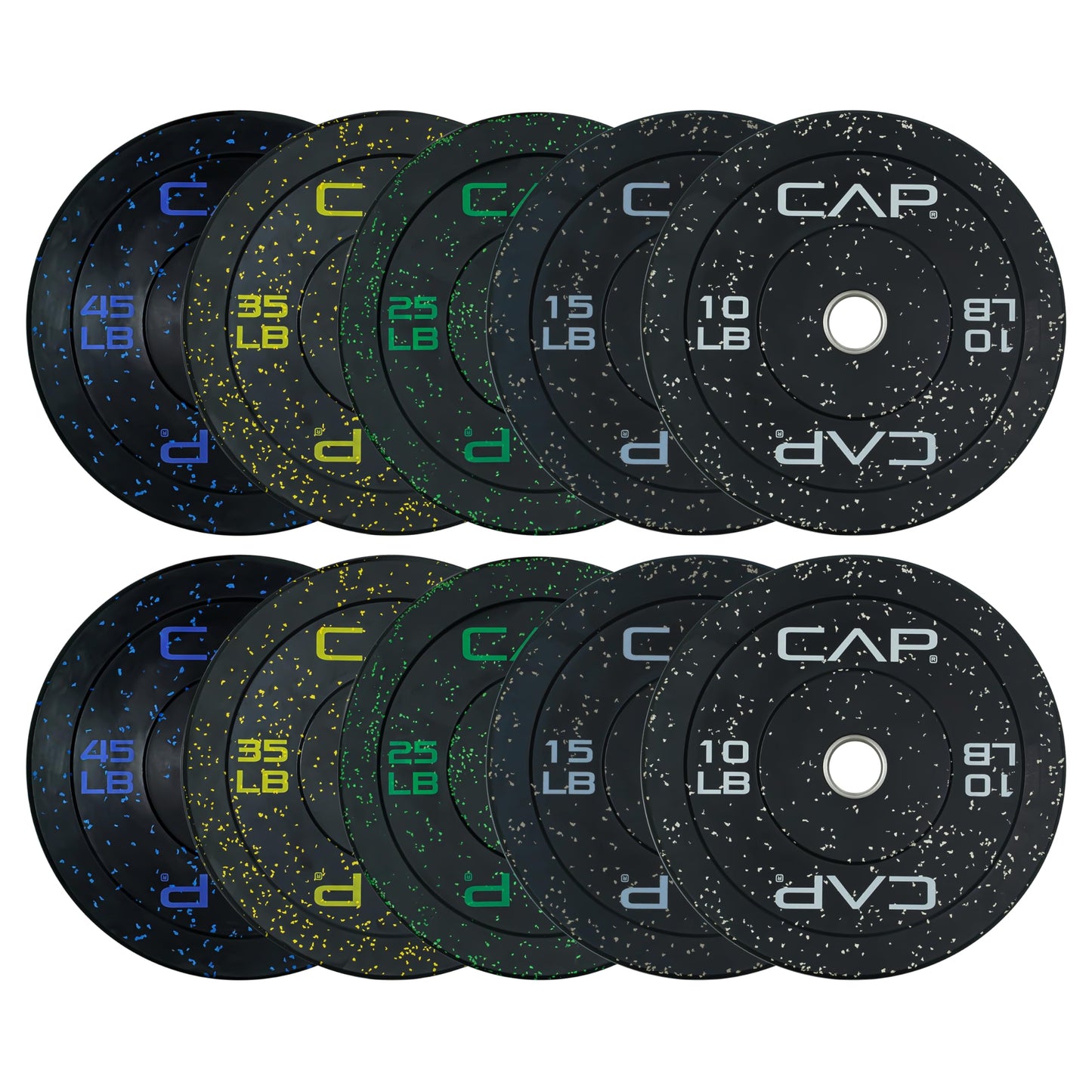 CAP Barbell 2-Inch Olympic Bumper Plate Weight Set | 100-370 lbs | Multiple Options
