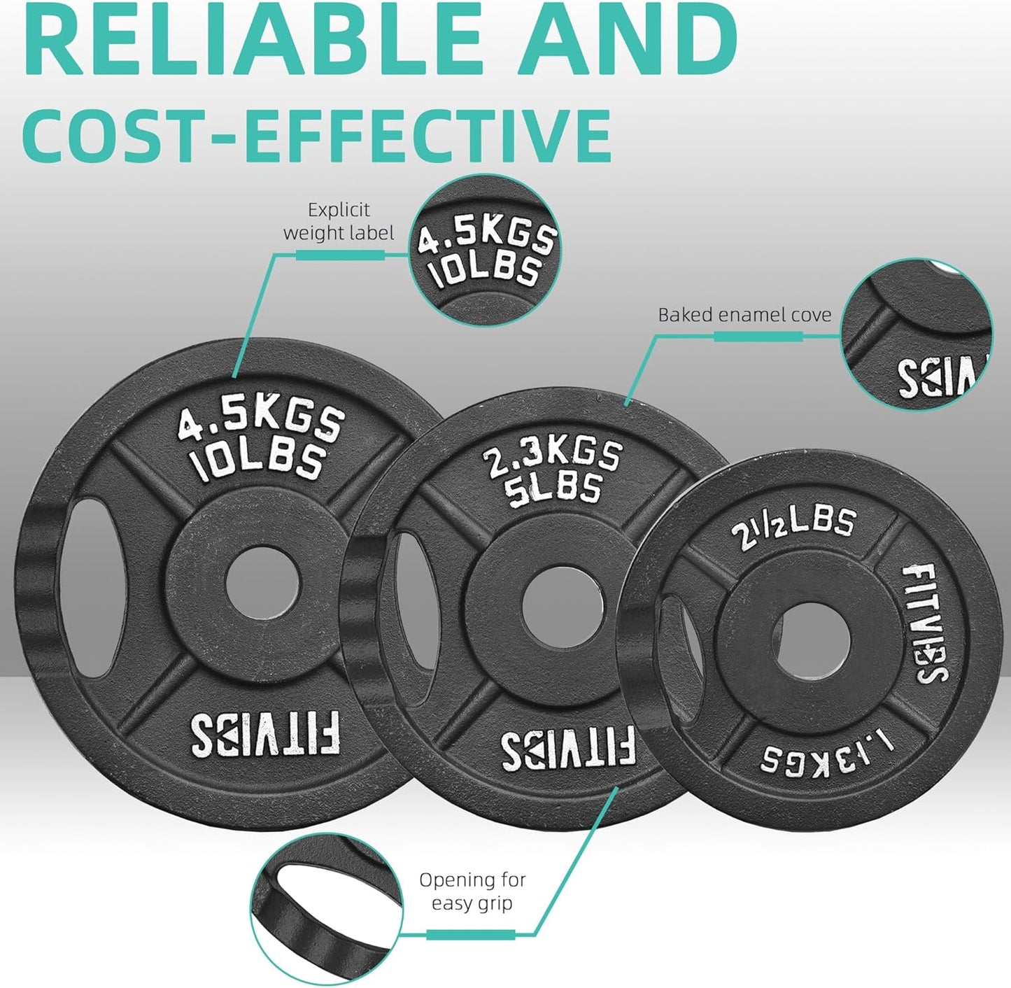 Cast Iron 1" Standard Weight Plates Including 5FT Standard Barbell Bar & Star Locks, 45 Pounds Set (35 Lbs Plates + 10 Lbs Barbell Bar), Multiple Packages