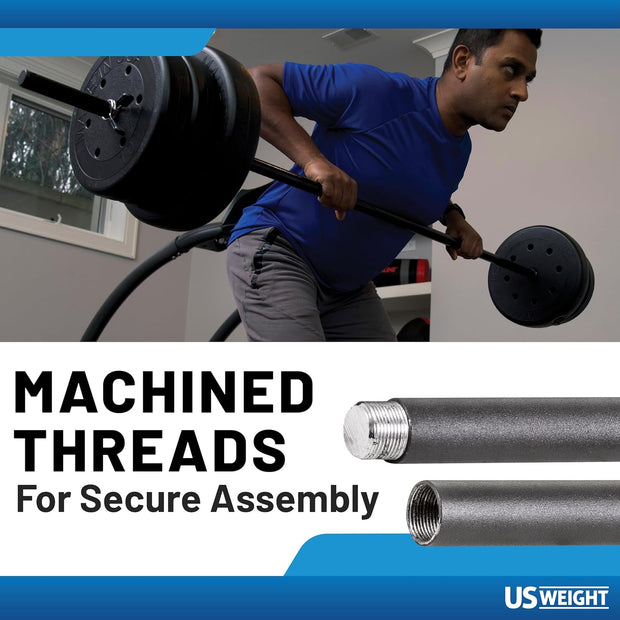 US Weight Barbell Set for home gym workout - Made in USA, Essential Home Gym Equipment for Strength Training