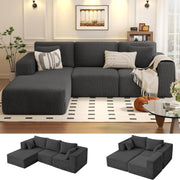 KINGYES Modular Sectional Sofa, 107'' Cloud Couch for Living Room, L Shaped Modern Sectional Sofa with Chaise for Bedroom, Grey