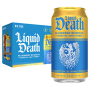 Liquid Death, Rest in Peach Iced Tea, 12-Pack (12 oz Cans), Peach Flavored Back Tea, Low Calorie, No Artificial Sweeteners, B12 & B6 Vitamins