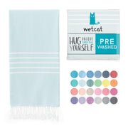 WETCAT Turkish Beach Towel Oversized (38"x71") 100% Turkish Cotton, Made in Turkey - Sand Free, Extra Large, Ultra Soft, Quick Drying, Compact & Lightweight for Travel - Blue