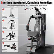 Sportsroyals Home Gym, Workout Equipment, 154LBS Weight Stack, Home Gym Equipment, Exercise Equipment, Multi Home Gym Station, Full Body Strength Training
