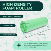 Yoga Foam Roller for Physical Therapy & Exercise – Firm Back Roller for Back Pain, Legs, and Shoulders, 12in x 4in Travel Size – Deep Tissue Massage for Myofascial Release