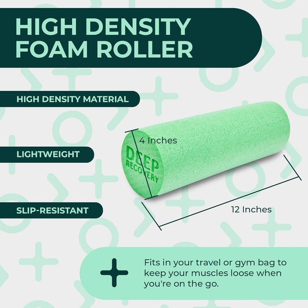 Yoga Foam Roller for Physical Therapy & Exercise – Firm Back Roller for Back Pain, Legs, and Shoulders, 12in x 4in Travel Size – Deep Tissue Massage for Myofascial Release