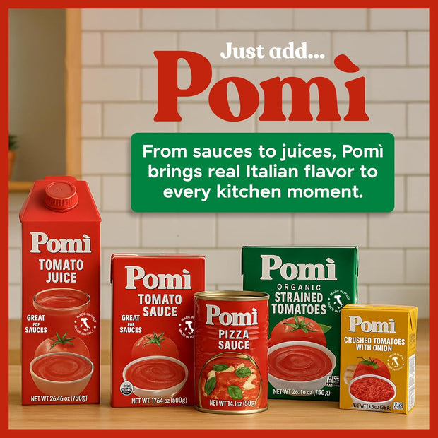 Pomì Tomato Sauce 17.64oz (Pack of 12) - Creamy, Velvety Italian Sauce with a Touch of Salt, No Additives or Preservatives - Made from 100% Fresh Italian Tomatoes, BPA-Free Carton