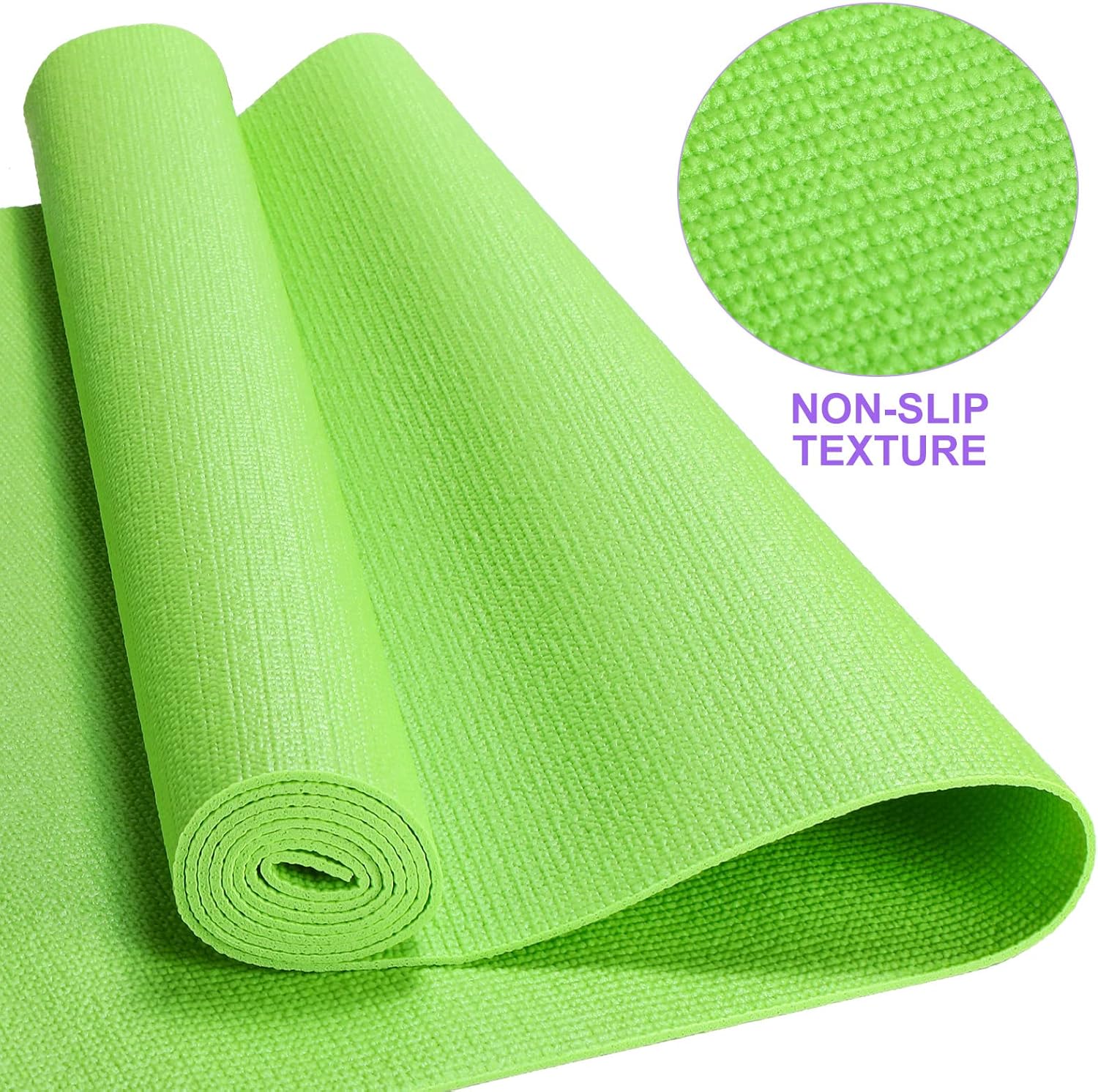 24 Pcs 3 mm Thick Yoga Mat Bulk, 68.11 x 24.02 Inches Exercise Workout Non Slip Fitness Pad for Women Kids Gym Home Yoga Pilates, Reliable Sturdy Material and Easy to Clean