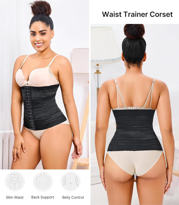 Nebility Waist Trainer for Women Corset Shapewear Tummy Control Segmented Waist Cincher Workout Girdle