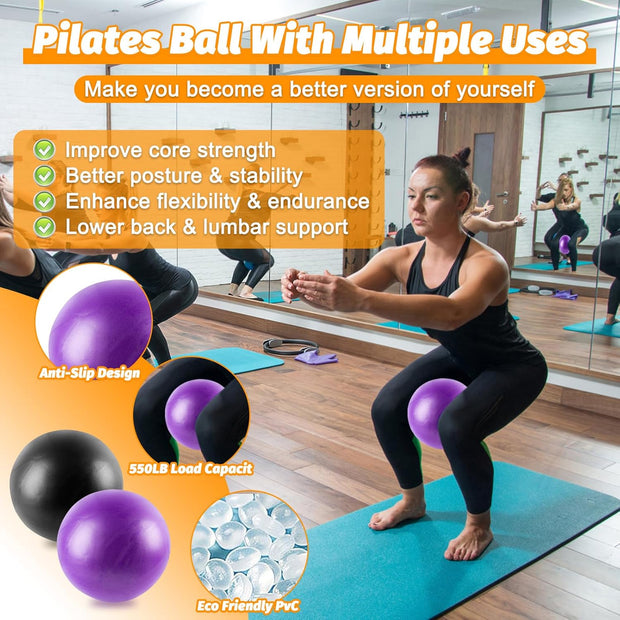Pilates Ring Set – Home Pilates Equipment for Women Kit with Magic Circle Pilates Ring and Ball Set, Resistance Bands & Massage Balls & Exercise Bands for Toning，Flexibility & Core Strength