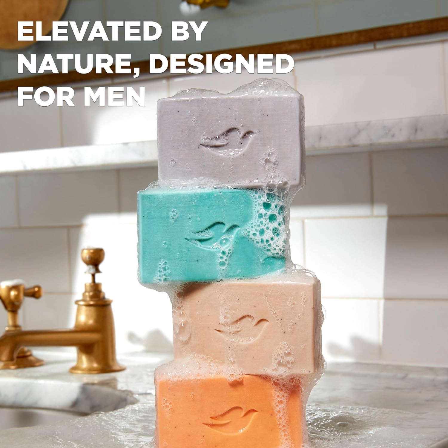 DOVE MEN + CARE Cleansing Bar Soap Sandalwood + Cardamom Oil 4 Bars to Rebuild Skin in the Shower