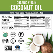 Viva Naturals Organic Coconut Oil - Unrefined, Cold-Pressed Extra Virgin Coconut Oil, USDA Organic and Non-GMO Cooking Oil, Great as Hair Oil and Skin Oil, 54 fl oz