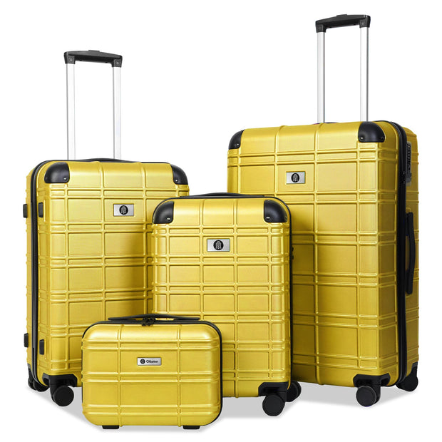 Luggage Sets 4 Piece, ABS PC Lightweight Suitcases with Wheels, Hardshell Luggage Sets Carry on Luggage with TSA Lock Blue (12in 20in 24in 28in)