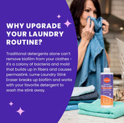 Lume Laundry Stink Eraser - Detergent Booster & Sink Soak - Eliminates Body Odor In Clothes - Odor Blasting Enzyme Blend - Makes Your Detergent Work Better - Free And Clear - 8 fluid ounces (2 Pack)