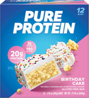 Pure Protein Bars, High Protein, Nutritious Snacks to Support Energy, Low Sugar, Gluten Free, Birthday Cake, 1.76 oz, Pack of 12 (Packaging May Vary)