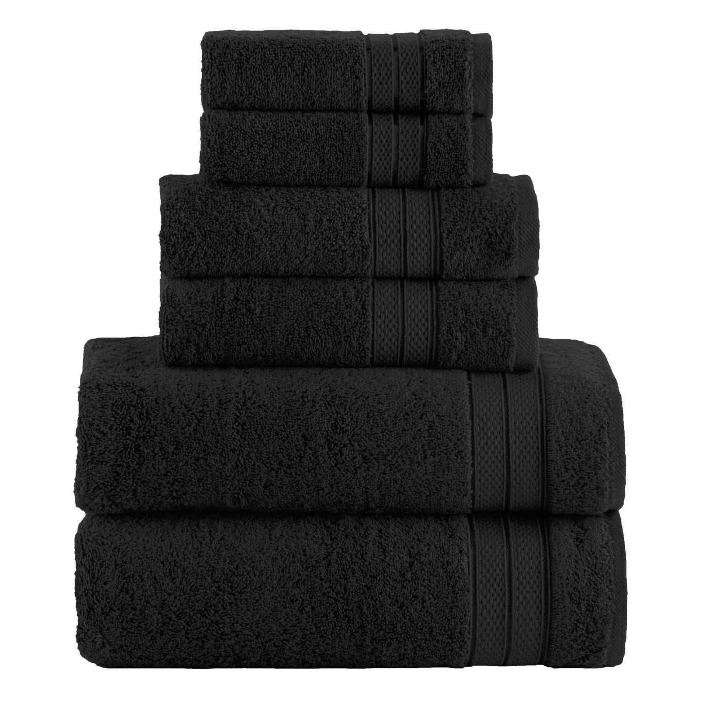 Elegant Comfort Luxury 6-Piece Towel Set, Premium Soft 100% Turkish Cotton, Three Line Popcorn Design 2 Bath Towels, 2 Hand Towels and 2 Washcloths Towel Set - Quick-Drying and Absorbent, Coral