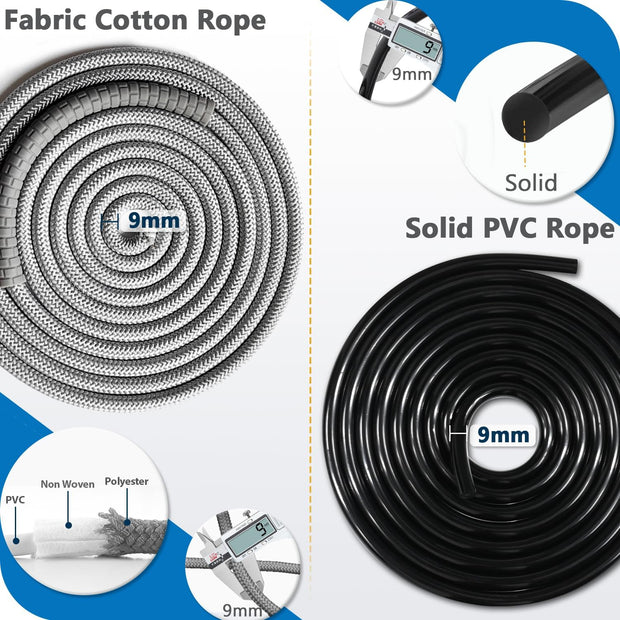 Weighted Jump Rope, 1LB Tangle-Free Ball Bearing Rapid Speed Skipping Rope for Men Women, Adjustable 9mm Cotton & PVC Rope with Alum Handle for Boxing MMA Weight-Loss Athletic Workout Fitness