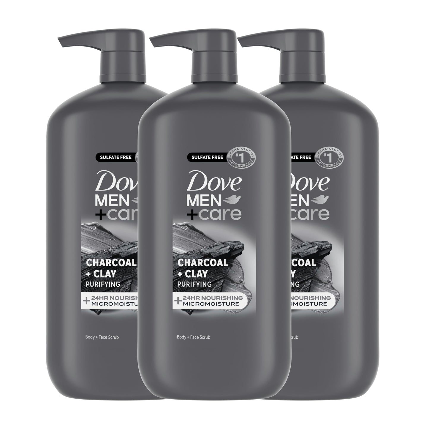 DOVE MEN + CARE Body and Face Wash with Wild Mint Oil, Invigorating Revive 3N1 with 24-Hour Nourishing Micromoisture Technology, 30 oz 3 Count