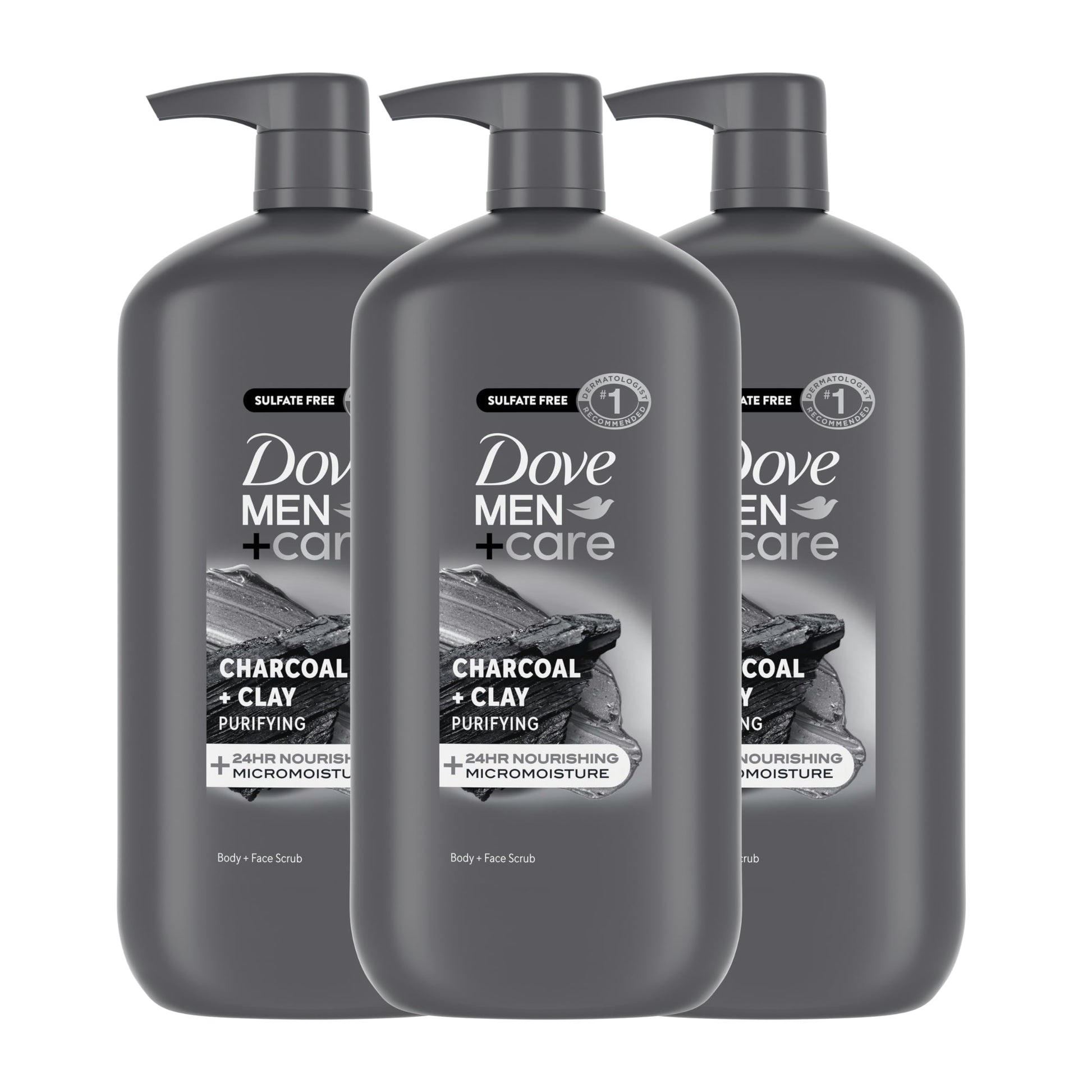 DOVE MEN + CARE Body and Face Wash with Wild Mint Oil, Invigorating Revive 3N1 with 24-Hour Nourishing Micromoisture Technology, 30 oz 3 Count