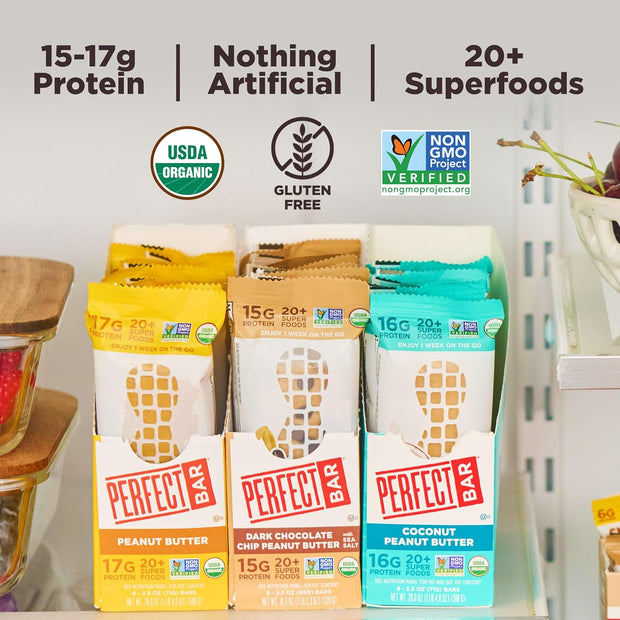 Perfect Bar Original Refrigerated Protein Bar, Peanut Butter Lover's Variety Bundle, 2.2 - 2.5 Ounce Bar, 8 Count