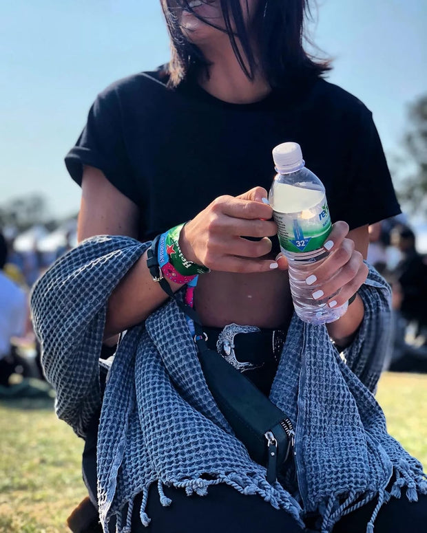 Teema Large Turkish Beach Towel - 100% Turkish Cotton - Sand Free - Fast Drying - Versatile and Multi-Use - The Waffle Weave (Ice)