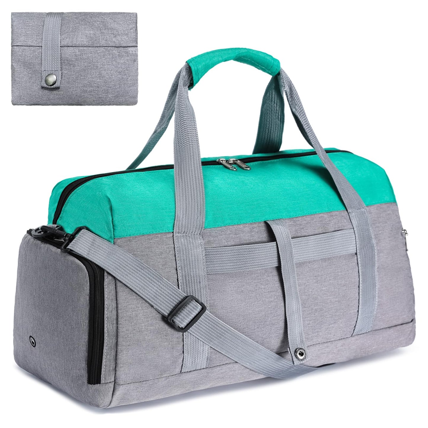 Gym Bags for Women Men with Wet & Shoe Compartment, 40L Foldable Travel Duffle Bag, Lightweight Weekender Overnight Duffel Bag for Traveling Sports Gym(Black)