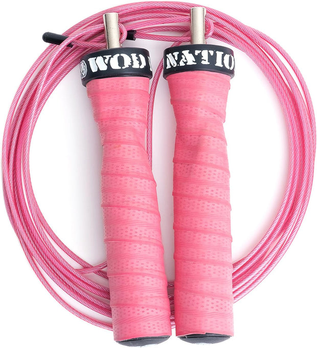 WOD Nation Attack Speed Jump Rope : Adjustable Jumping Ropes : Unique Two Cable Skipping Workout System : One Thick and One Light 11 Foot Cable : Perfect for Double Unders : Men and Women