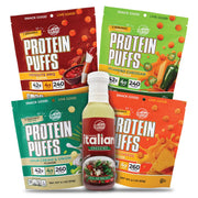 Twin Peaks Protein Puffs - (Garlic Parmesan), Keto Friendly, Low Carb Snack (300g, 21g Protein, 2g Net Carbs, High Protein, Healthy Crunchy Snack)