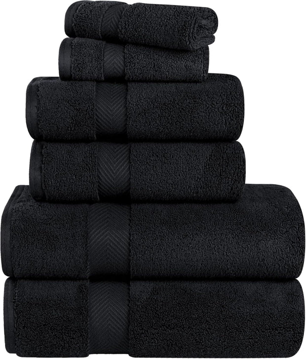 Superior Zero Twist 100% Cotton Bathroom Towels, Super Soft, Fluffy, and Absorbent, Premium Quality 6 Piece Towel Set with 2 Washcloths, 2 Hand Towels, and 2 Bath Towels, Coral