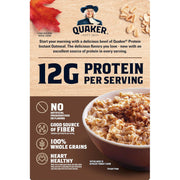 Quaker Protein Instant Oatmeal, Maple Brown Sugar, 12g Protein per Serving, Whole Grains, No Artificial Flavors, No Added Colors, 2.11 oz Packets, (6 Pack)