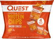 Quest Nutrition Nacho Cheese Tortilla Style Protein Chips, 18g Protein, 4g Net Carb, Low Carb, Gluten Free, 1.1 oz (Pack of 4)