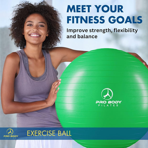 ProBody Pilates Exercise Ball - Multiple Sizes Gym Grade Balance Ball for Fitness, Yoga, Workout, Pregnancy & Physical Therapy