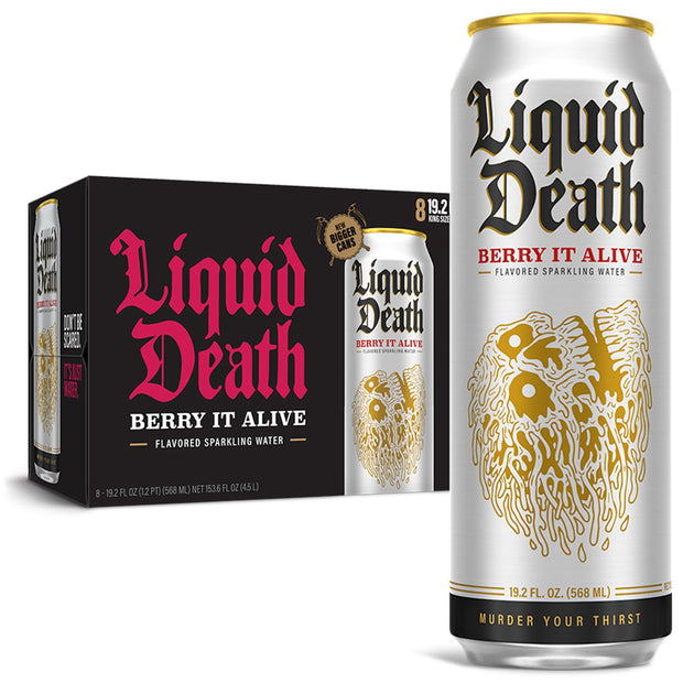 Liquid Death Sparkling Mountain Water, 16.9 oz Tallboys (12-Pack)