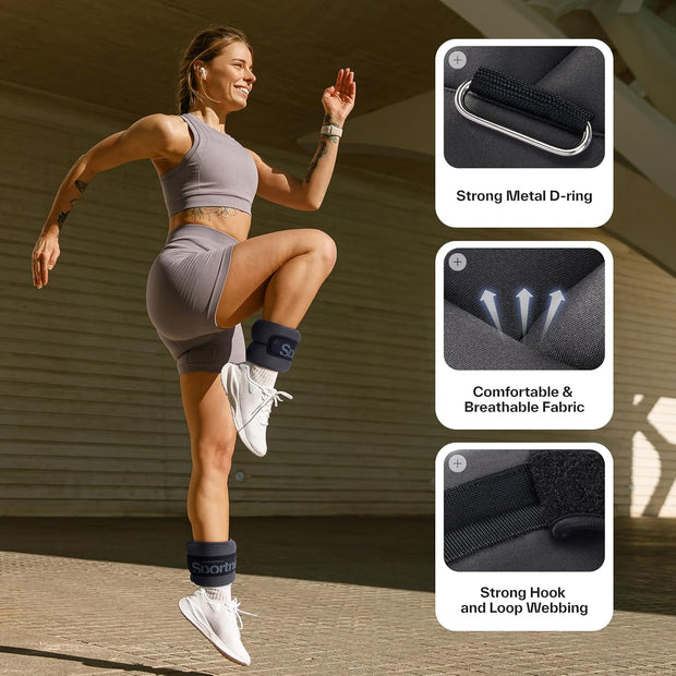 Sportneer Ankle Weights 0.5/1/2/3/5 LBS 1 Pair Wrist Leg Arm Weights for Women Men Kids Child with Adjustable Straps, Strength Weighted for Jogging Running Walking Fitness Gym Workout