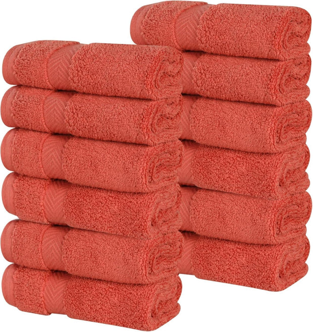 Superior Zero Twist 100% Cotton Bathroom Towels, Super Soft, Fluffy, and Absorbent, Premium Quality 6 Piece Towel Set with 2 Washcloths, 2 Hand Towels, and 2 Bath Towels, Coral