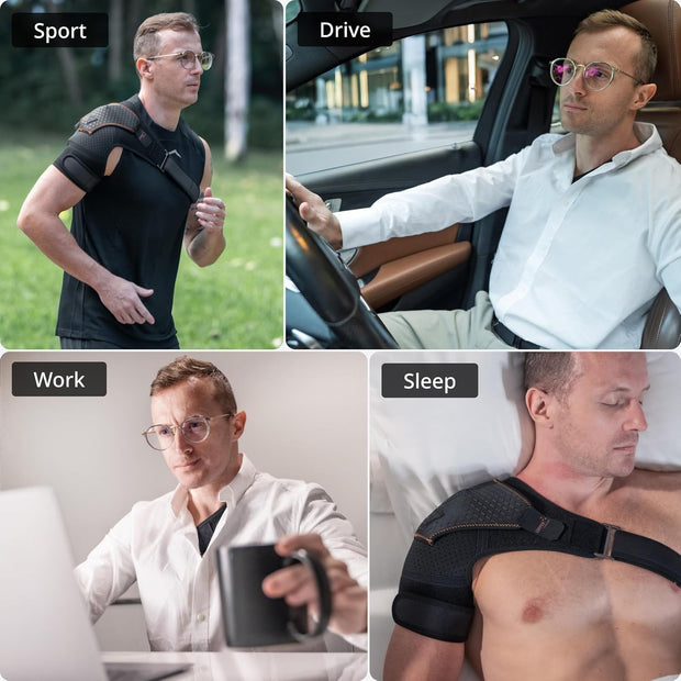 Shoulder Brace - Support & Injury Prevention Brace- Joint Pain Releaser- Shoulder Compression Wrap Strap - Adjustable Injury Accessories for Shoulders - Premium Quality Strap by FIGHTECH (Pink, L-XL)