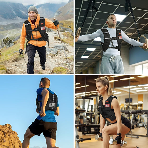 Weighted Vest for Woman and Men, 8lbs/12lbs/16lbs/20lbs/30lbs/40lbs Odorless Adjustable Straps Size Walking Vest,Running Vest with Underarm Buckle, Breathable Mesh Shoulder Pain Relief, Strength Training HIIT