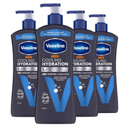 Vaseline Men Cooling Hydration 3-in-1 4 Pack for Dry Skin Face, Hands & Body Lotion for Men with Menthol & Ultra-Hydrating Lipids 20.3 oz