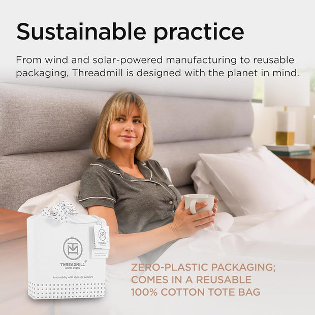 Threadmill 100% American Certified Supima Cotton Sheets King Size - 1200 Thread Count, 4Pc King Size Sheets Set, Smooth Sateen, Ultra Luxury Bed Sheets, 17" Deep Pocket King Sheet Set - White Sheets