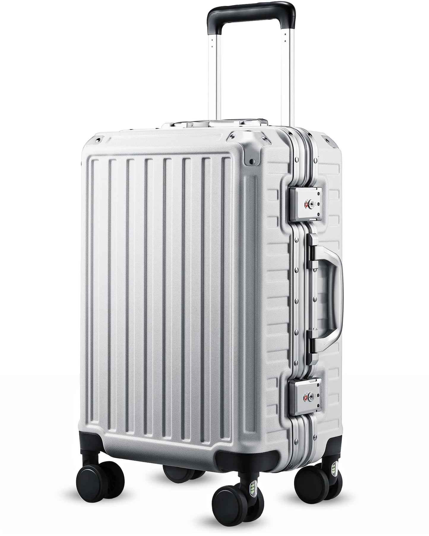 LUGGEX Luggage Sets with Spinner Wheels, 2 Piece (20/28) Aluminum Frame Zipperless Polycarbonate Hard Shell Suitcase Sets, Charcoal Metallic