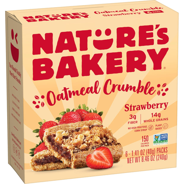 Nature's Bakery Oatmeal Crumble Bars, Strawberry, Real Fruit, Vegan, Non-GMO, Breakfast Bar, 7 Boxes With 12 Bars, 84 Count