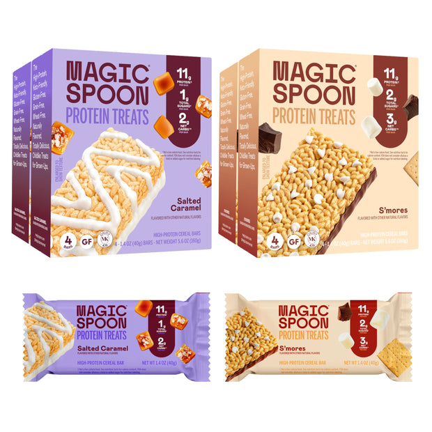 MAGIC SPOON Treats - High Protein, Low Carb, Keto Friendly, Low Sugar, Gluten Free, Crispy Protein Bar Cereal Bar, On-The-Go Healthy Snack (Chocolate PB, 8 Bars)