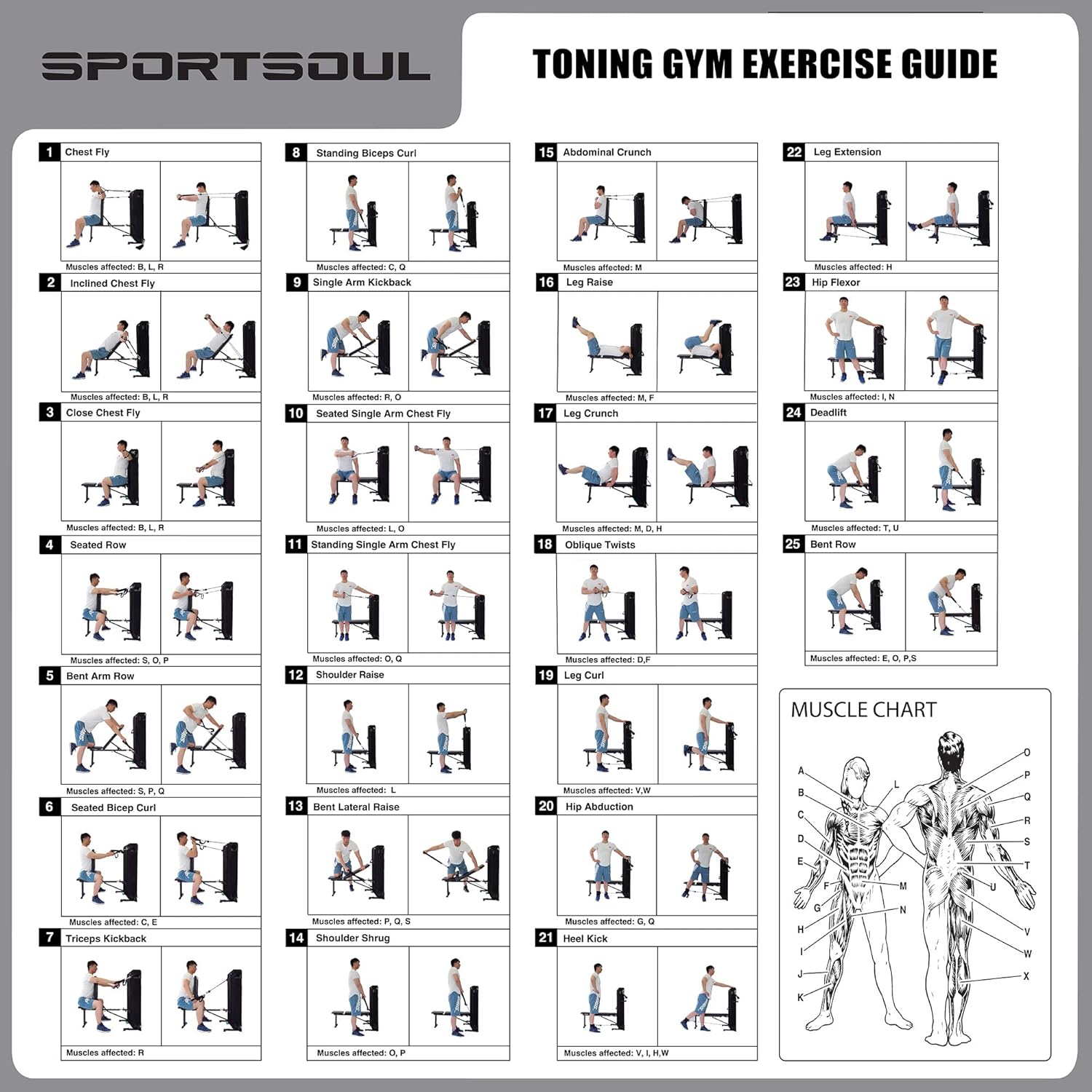 Home Gym Toning Gym Total Body Workout,White,Grey (GWY009)