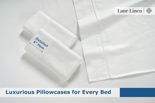 LANE LINEN 100% Egyptian Cotton White Sheets King Size - 1500 TC, 4 Pc - Luxury Sateen Weave Cotton King Size Sheets Set - 15" Extra Deep Pocket King Sheets Sets - White Bed Sheets