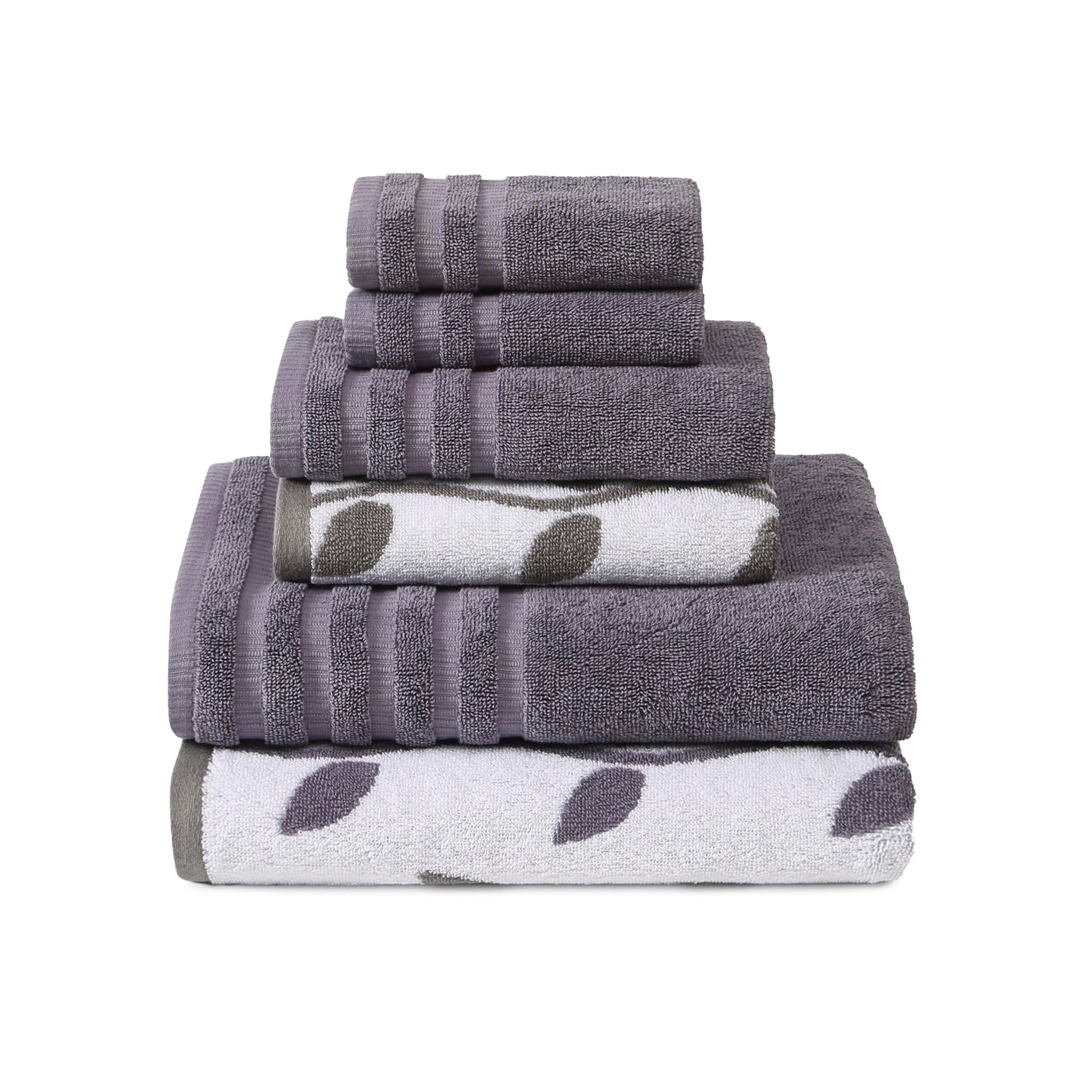 Modern Threads Oxford 6-Piece 100% Cotton Towel Set – Yarn Dyed Jacquard & Solid – Includes 2 Bath Towels, 2 Hand Towels, 2 Washcloths – Absorbent, Quick Dry, Soft & Durable – Aqua