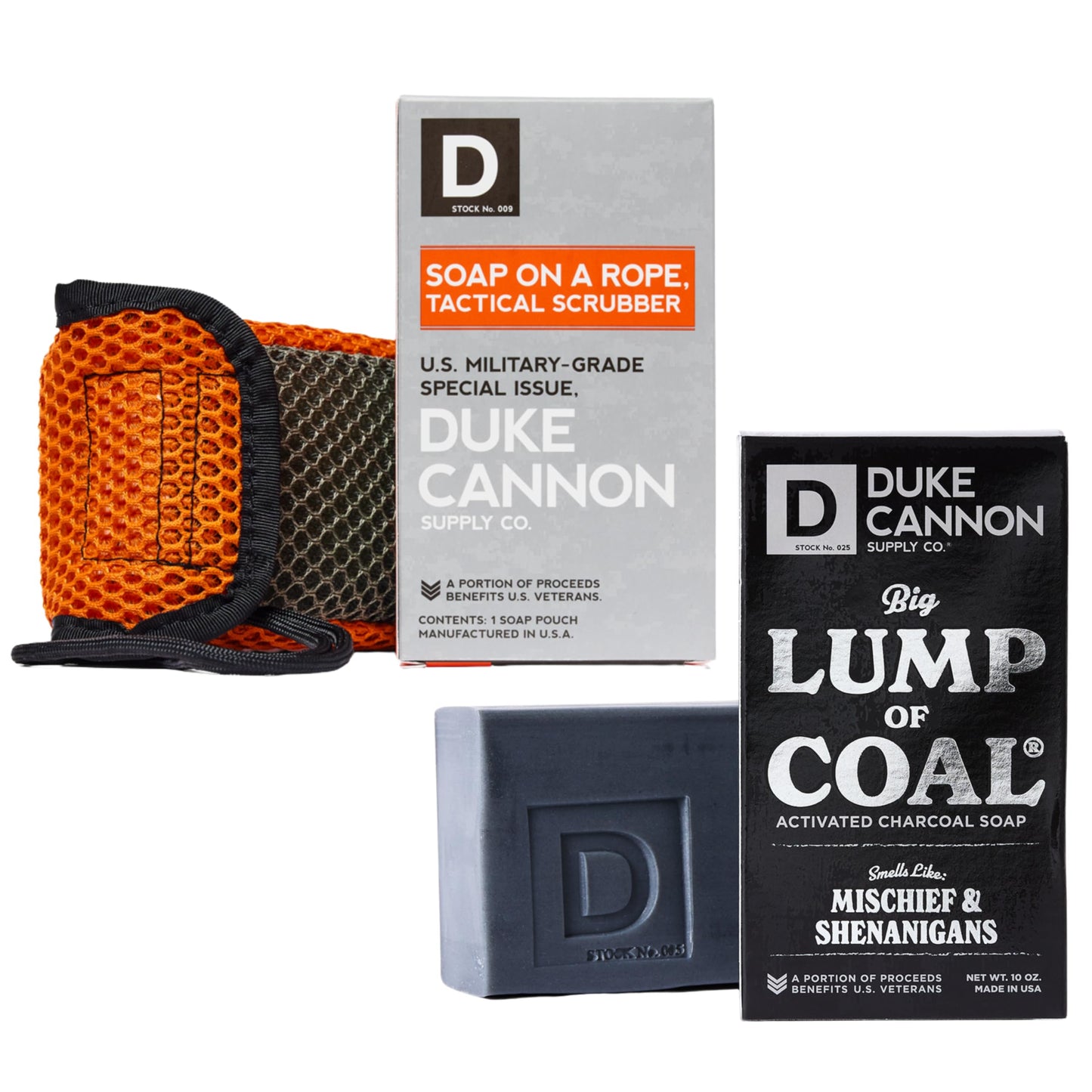 Duke Cannon Tactical Scrubber - Big American Bourbon Soap, U.S. Military-Grade Soap Pouch with Coarse & Soft Mesh, Oak Barrel Scented, 10 oz.