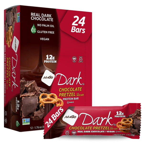 NuGo Dark Chocolate Chocolate Chip, 12g Vegan Protein, 200 Calorie, Gluten Free, 24 Count