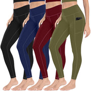 MIRITY High Waist Yoga Leggings with Pockets for Women - Buttery Soft Workout Stretchy Yoga Pants Pack of 4